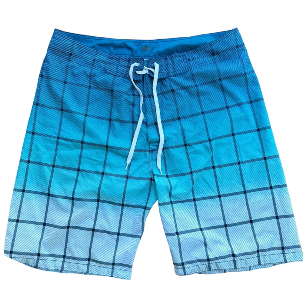 Old Navy men’s blue real white swim shorts. Drawstring XL summer lake beach